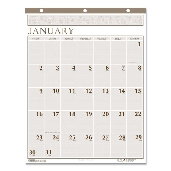House Of Doolittle Large Print Recycled Monthly Wall Calendar, 20 X 26, Beige Sheets, 12-Month (Jan To Dec): 2024