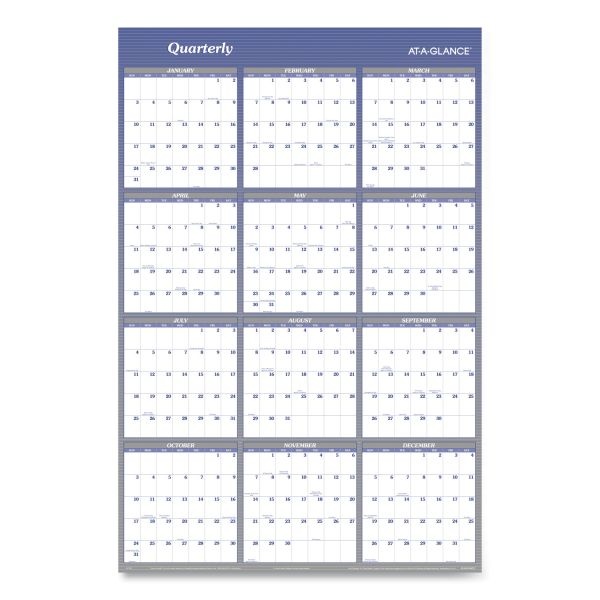 At-A-Glance Vertical/Horizontal Erasable Quarterly/Monthly Wall Planner ...