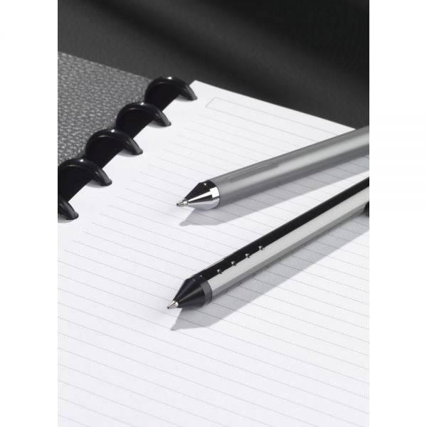 Tul Fine Writing Retractable Gel Pen With 2 Refills, Medium Point, 0.7 Mm, Gunmetal Barrel, Black & Blue Inks