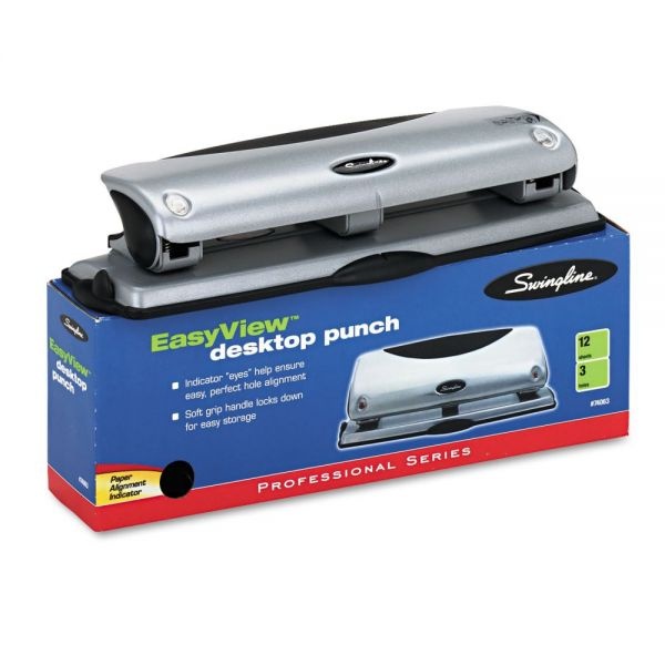 Swingline Easy-View 3-Hole Punch, Silver