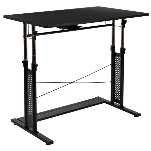 Fairway Height Adjustable (27.25-35.75"H) Sit To Stand Home Office Desk - Black