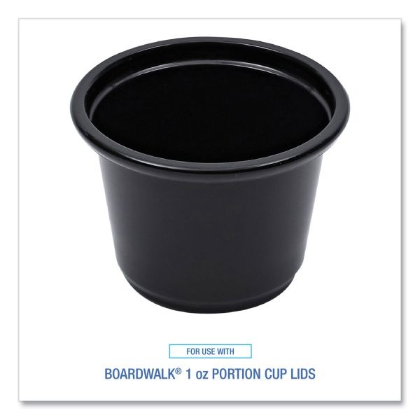 Boardwalk Souffle/Portion Cups, 1 Oz, Polypropylene, Black, 20 Cups/Sleeve, 125 Sleeves/Carton