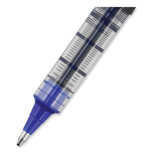 Uniball Vision Roller Ball Pen, Stick, Bold 1 Mm, Blue Ink, Black/Blue/Clear Barrel, Dozen