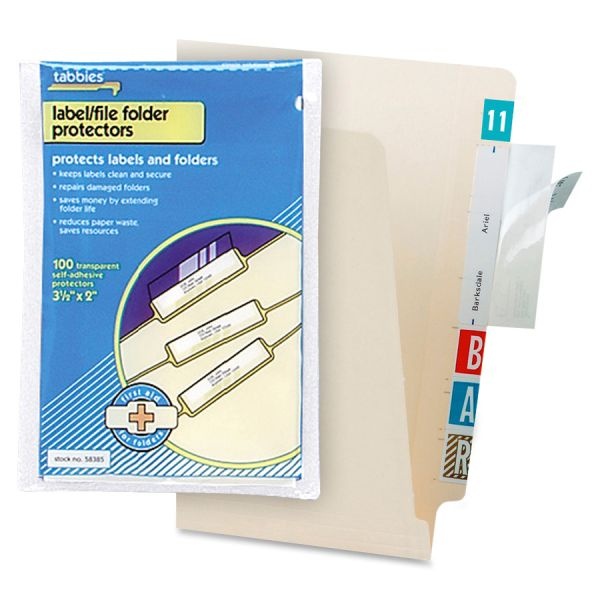 Tabbies Self-Adhesive Label/File Folder Protector, Top Tab, 3.5 X 2, Clear, 500/Box