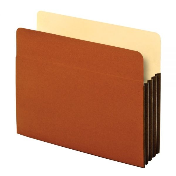 Heavy-Duty File Pockets, 3 1/2" Expansion, 8 1/2" X 11", Letter Size, 30% Recycled, Brown, Box Of 10 File Pockets