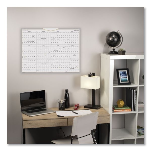 At-A-Glance Wallmates Self-Adhesive Dry Erase Yearly Planning Surfaces, 24 X 18, White/Gray/Orange Sheets, 12-Month (Jan To Dec): 2024