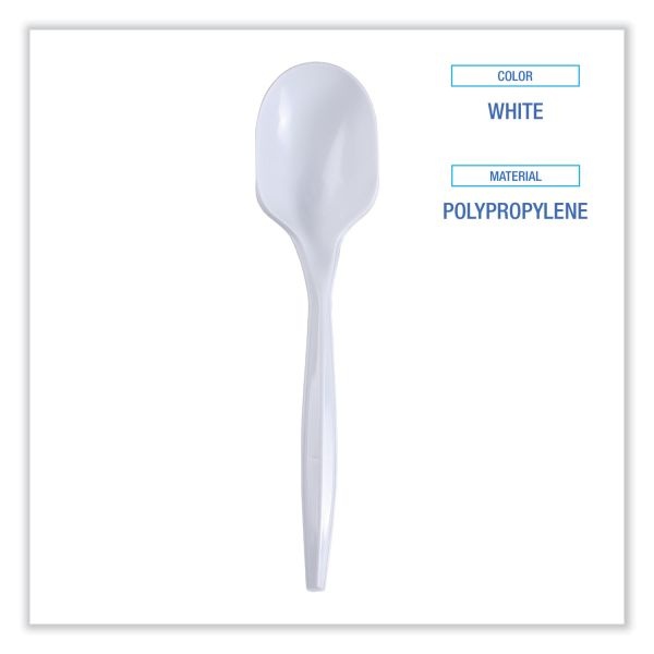 Boardwalk Mediumweight Wrapped Polypropylene Cutlery, Soup Spoon, White, 1,000/Carton