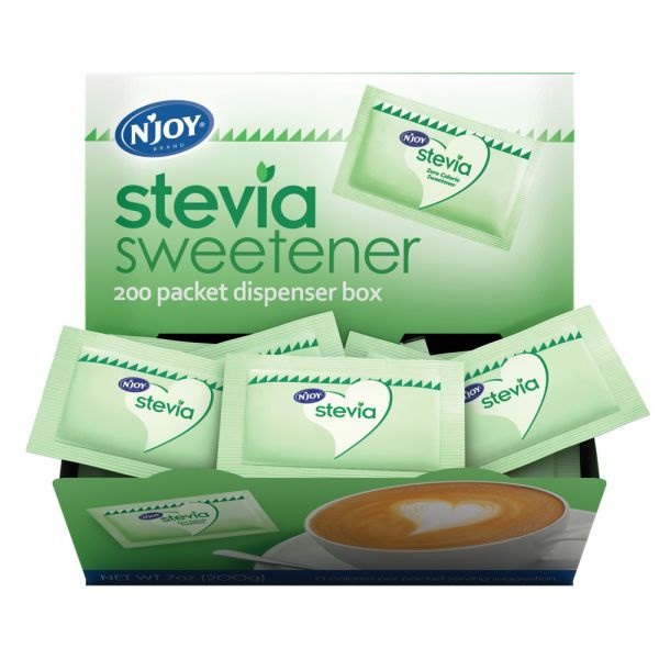 N'joy Green Stevia Packets With Dispenser, Green, Box Of 200