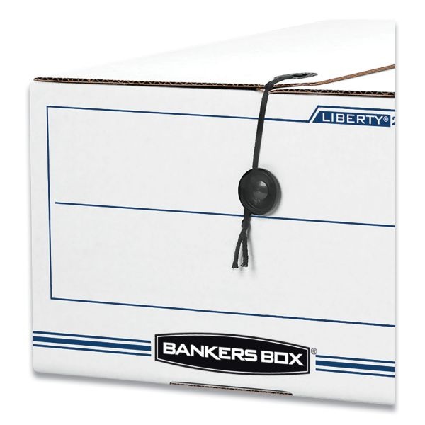 Bankers Box Liberty Plus Heavy-Duty Strength Storage Boxes, Letter Files, 12.25" X 24.13" X 10.75", White/Blue, 12/Carton