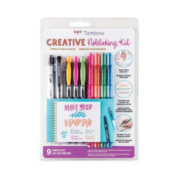 Tombow Creative Notetaking Kit, 0.7Mm Ballpoint Pen, 0.5Mm Hb Pencil, (4) Bullet/Chisel Tip Markers,(3) Chisel/Fine Tip Highlighters
