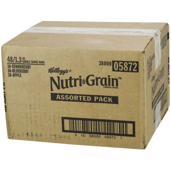 Kellogg's Nutri-Grain Cereal Bars, 1.3 Oz, 16 Bars Per Box, Carton Of 3 Boxes