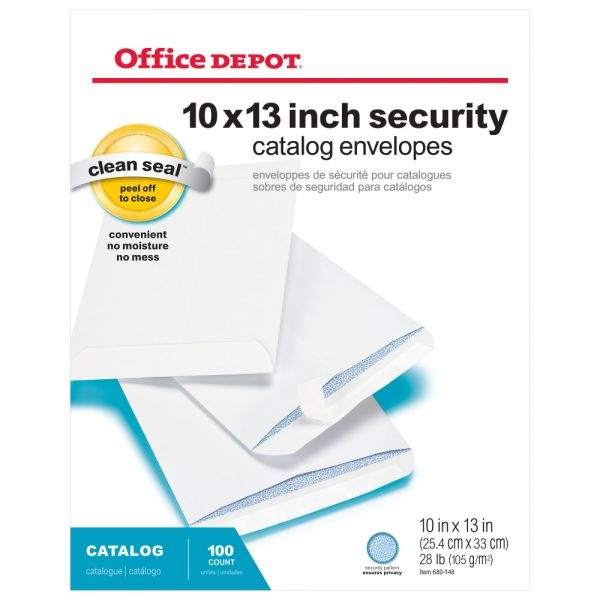10" X 13" Catalog Envelopes, Security, Clean Seal, White, Box Of 100
