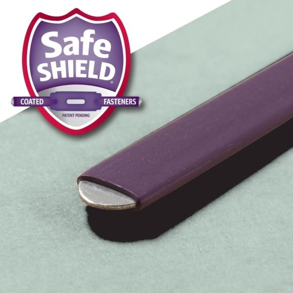 Smead Pressboard Fastener Folders With Safeshield Fasteners, 2" Expansion, Legal Size, 100% Recycled, Gray/Green, Box Of 25