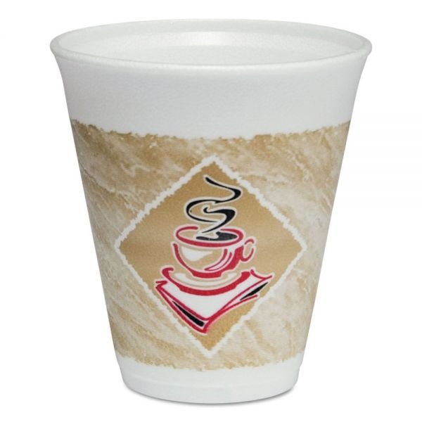 Dart Cafe G Foam Hot/Cold Cups, 12 Oz, Brown/Red/White, 20/Pack