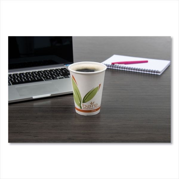 Bare Eco-Forward Recycled Content Pcf Paper Hot Cups, 12 Oz, Green/White/Beige, 1,000/Carton