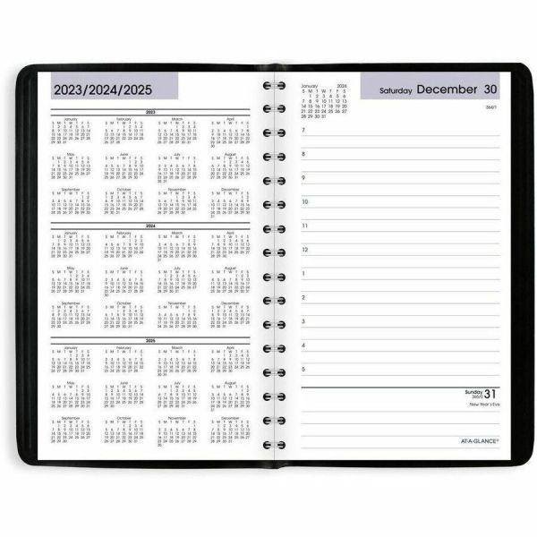 At-A-Glance Dayminder Daily Appointment Book, 8 X 5, Black Cover, 12-Month (Jan To Dec): 2024