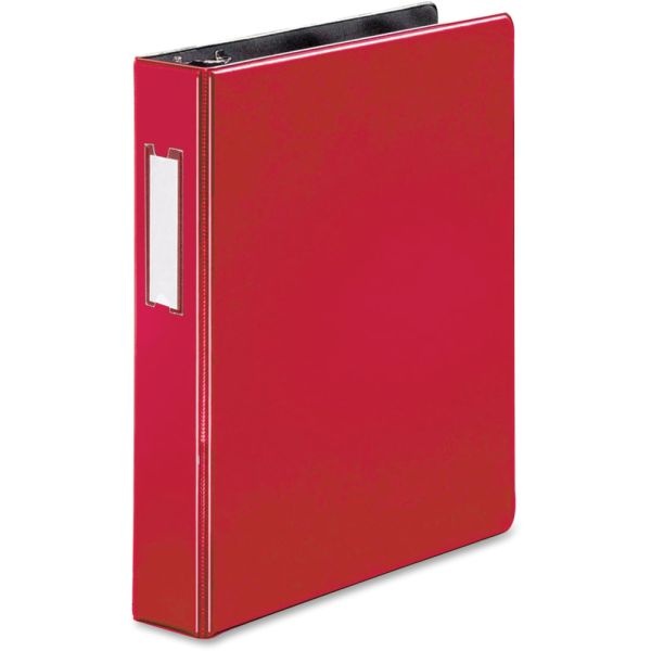 Business Source 1.5" D-Ring Binder, 1 1/2" Ring, Red