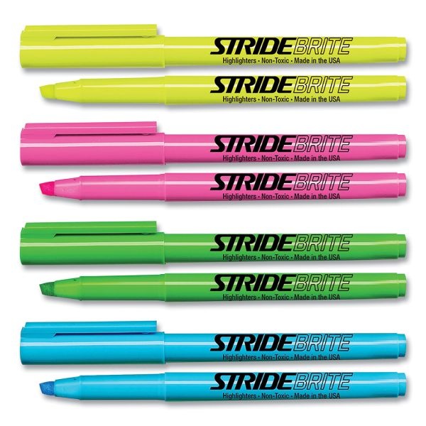 Stridebrite Stick Highlighters, Assorted Ink Colors, Chisel Tip, Assorted Barrel Colors, 24/Pack