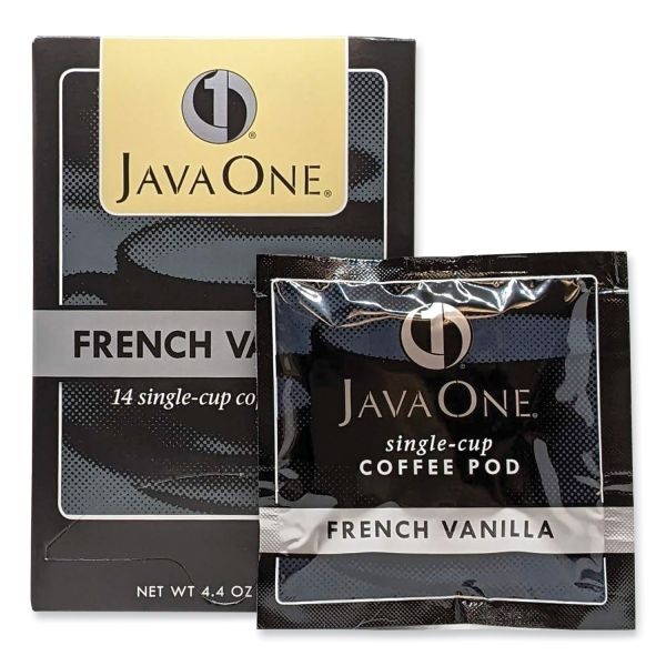 Java One Coffee Pods, French Vanilla, Light Roast, Single Cup, 14/Box