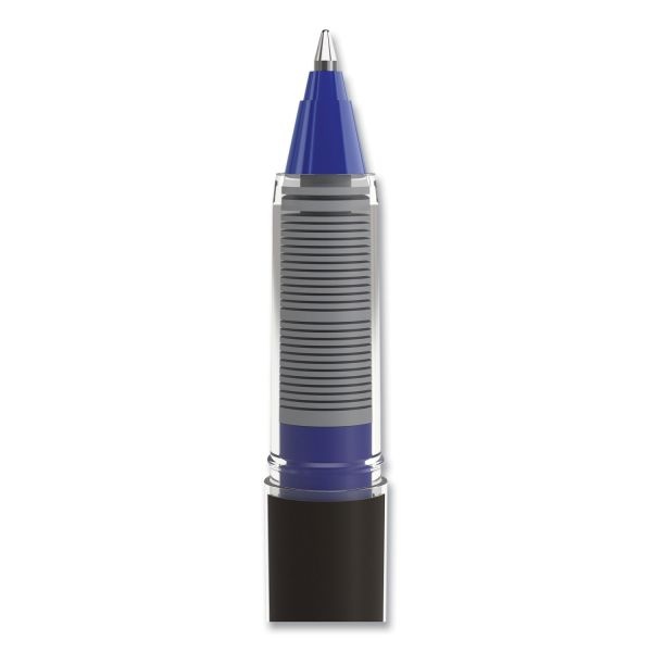 Tru Red Roller Ball Pen, Stick, Fine 0.5 Mm, Blue Ink, Black/Blue/Clear Barrel, 3/Pack