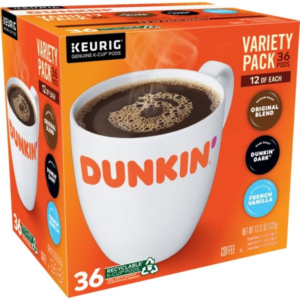 Dunkin' Coffee Single-Serve K-Cup Variety Pack, Pack Of 36 K-Cup