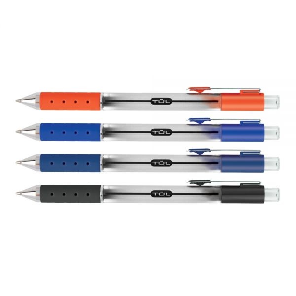 Tul Gl Series Retractable Gel Pens, Medium Point, 0.7 Mm, Sliver Barrel, Assorted Standard Inks, Pack Of 8 Pens