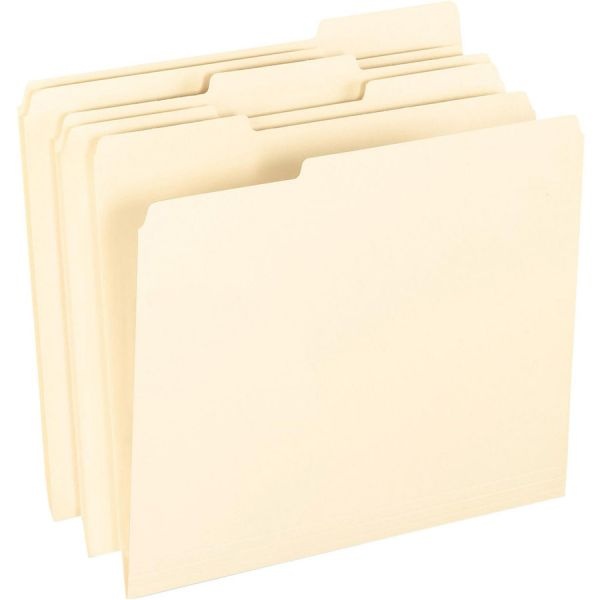 Pendaflex Smartshield Top Tab File Folders, 1/3-Cut Tabs: Assorted, Letter Size, Manila, 100/Box