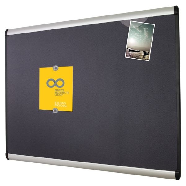 Quartet Prestige Plus Magnetic Fabric Bulletin Board, 48" X 36", Aluminum Frame With Silver Finish