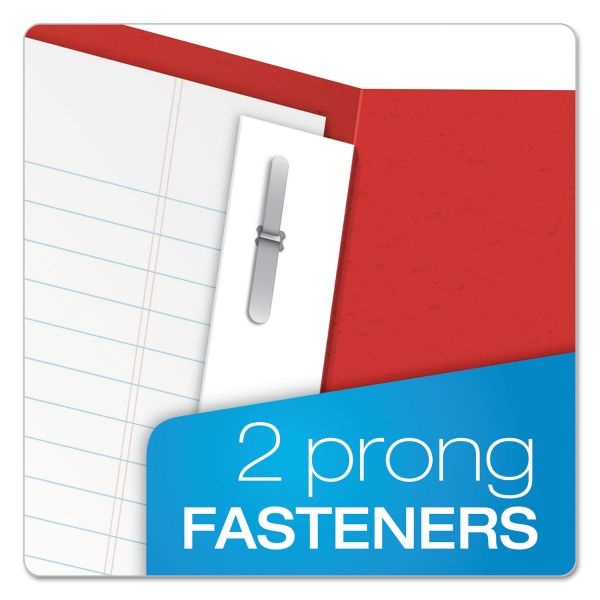 Oxford Twin-Pocket Folders With 3 Fasteners, 85-Sheet Capacity, Red, 25/Box