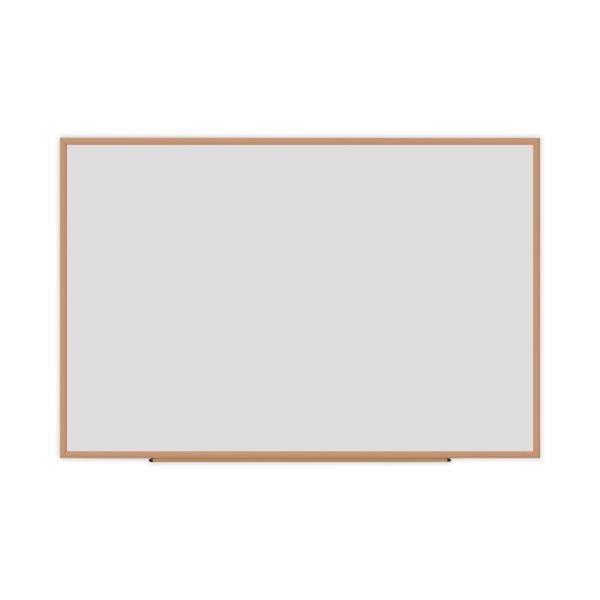 Universal Dry-Erase Board, Melamine, 72 X 48, White, Oak-Finished Frame