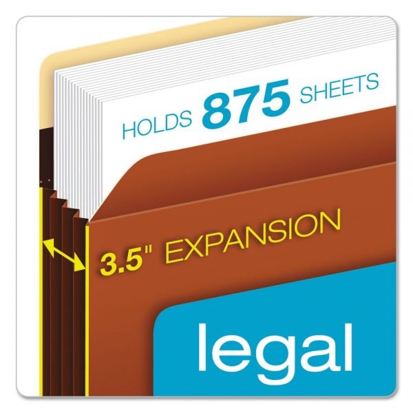 Pendaflex Heavy-Duty File Pockets, 3.5" Expansion, Legal Size, Redrope, 25/Box