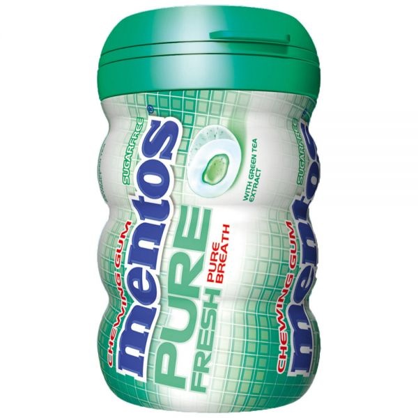 Mentos Pure Fresh Spearmint Gum Bottles, 3.53 Oz, Pack Of 4