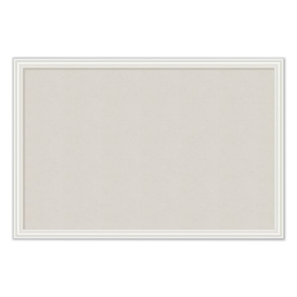U Brands Linen Bulletin Board With Decor Frame, 30 X 20, Tan Surface, White Wood Frame