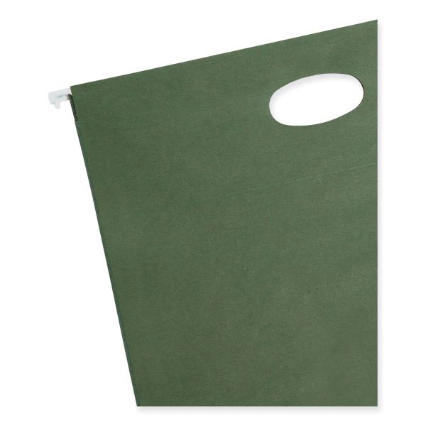 Smead 100% Recycled Hanging Pockets With Full-Height Gusset, 1 Section, 3.5" Capacity, Letter Size, Standard Green, 10/Box