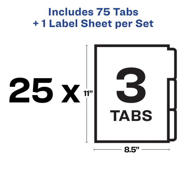 Avery Print & Apply Clear Label Dividers With Index Maker Easy Apply Printable Label Strip And White Tabs, Unpunched, 3-Tab, Box Of 25 Sets