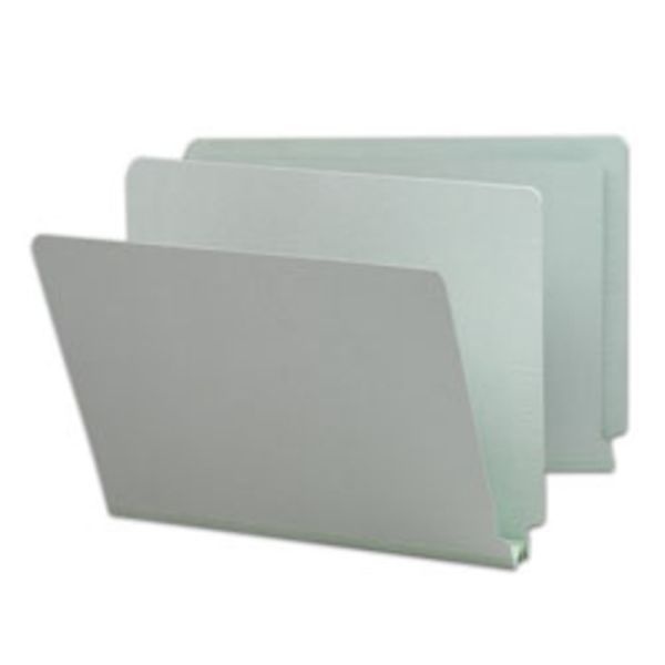 Smead Extra-Strength Pressboard End-Tab Folders, Straight Cut, Legal Size, 100% Recycled, Gray/Green, Pack Of 25