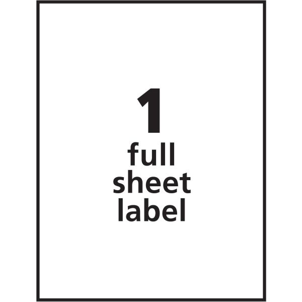 Avery Self-Adhesive Removable Id Labels, 6465, Rectangle, 8.5" X 11", White, Pack Of 25