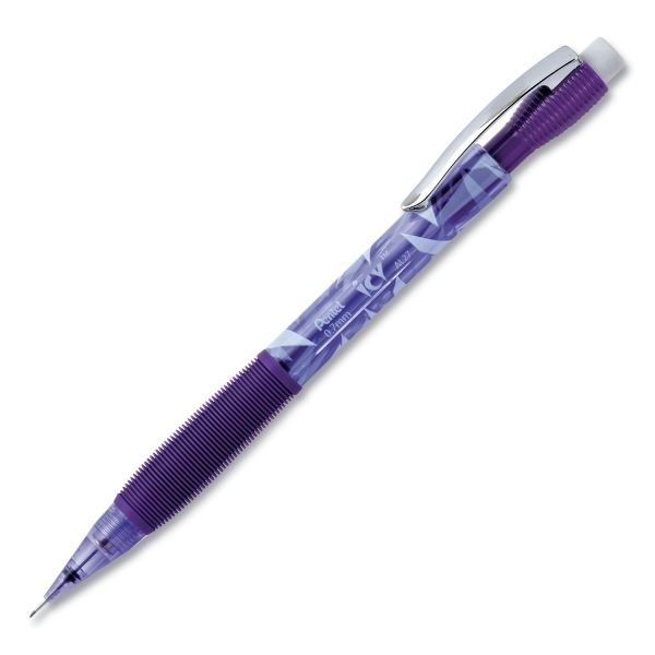 Pentel Icy Mechanical Pencil, 0.7 Mm, Hb (#2), Black Lead, Transparent Violet Barrel, Dozen