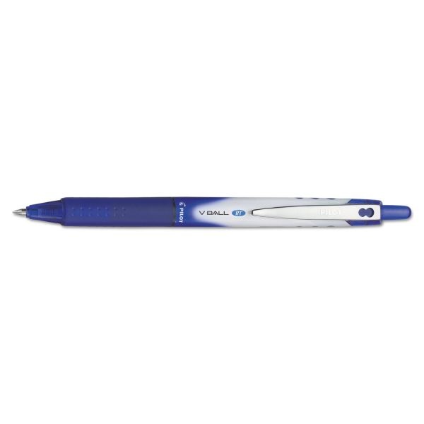 Pilot Vball Rt Liquid Ink Roller Ball Pen, Retractable, Extra-Fine 0.5 Mm, Blue Ink, Blue/White Barrel