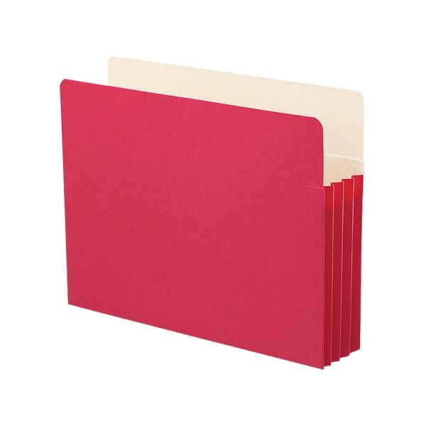 Smead Color File Pockets, Letter Size, 3 1/2" Expansion, 9 1/2" X 11 3/4", Red