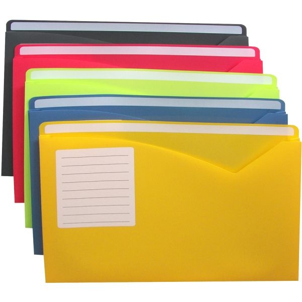 C-Line Write-On Poly File Jackets, Straight Tab, Letter Size, Assorted Colors, 10/Pack