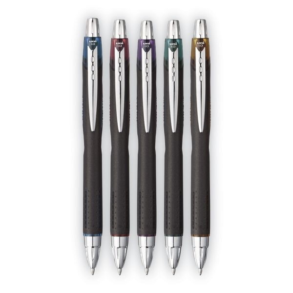 Uniball Jetstream Retractable Hybrid Gel Pen, 1 Mm, Assorted Ink And Barrel Colors, 5/Pack