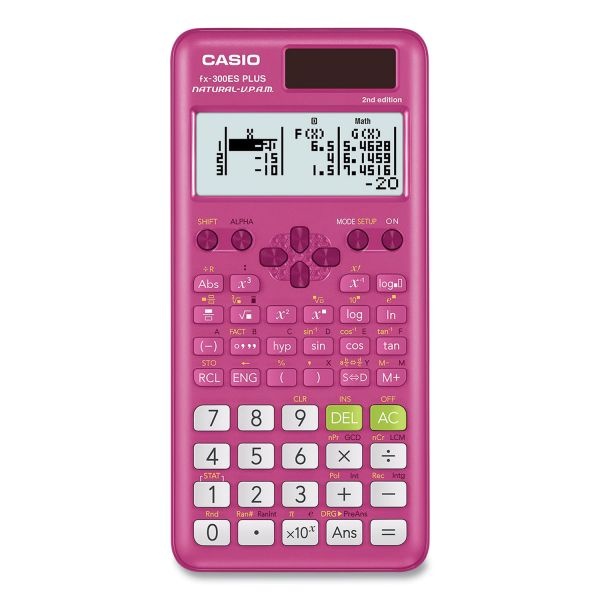 Casio Fx-300Es Plus 2Nd Edition Scientific Calculator, 16-Digit Lcd, Pink