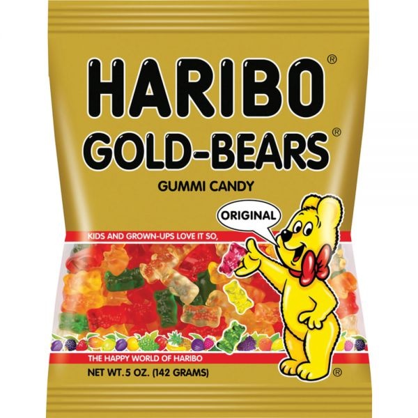 Haribo Gummi Candy, Gummi Bears, Original Assortment, 5Oz Bag, 12/Carton