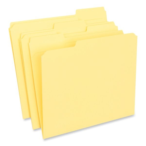 Universal Reinforced Top-Tab File Folders, 1/3-Cut Tabs: Assorted, Letter Size, 1" Expansion, Yellow, 100/Box