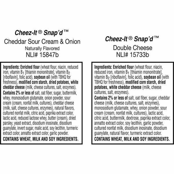 Cheez-It Snap'd Crackers Variety Pack, Cheddar Sour Cream And Onion; Double Cheese, 0.75 Oz Bag, 42/Carton