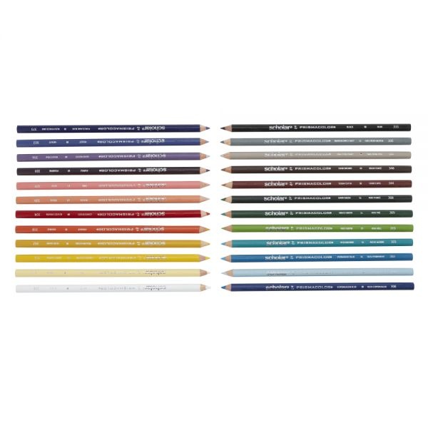 Prismacolor Scholar Colored Pencil Set, 3 Mm, 2B (#2), Assorted Lead/Barrel Colors, 24/Pack
