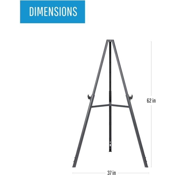 Mastervision Quantum Heavy Duty Display Easel, 35.62" To 61.22" High, Plastic, Black