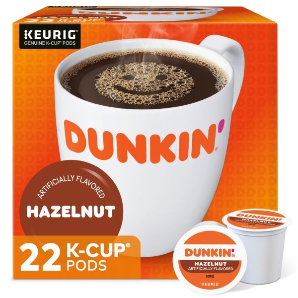 Dunkin' Donuts Single-Serve Coffee K-Cup, Hazelnut, Carton Of 22