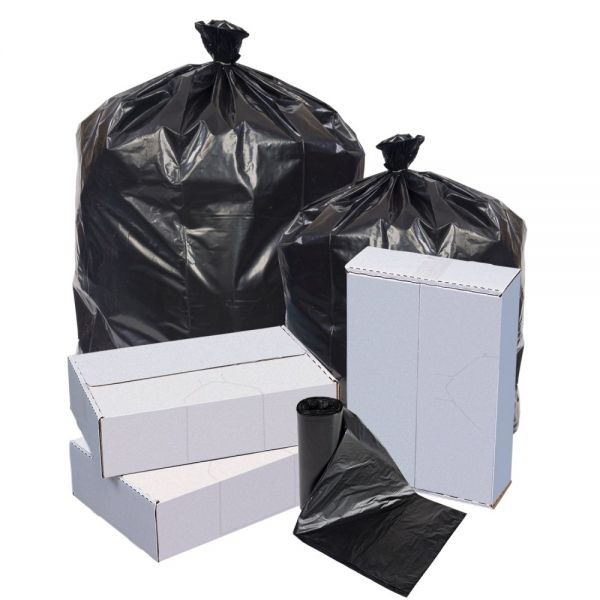 Highmark Repro Trash Liners, 1.5 Mil, 60 Gallons, 70% Recycled, Black, Box Of 100 Liners